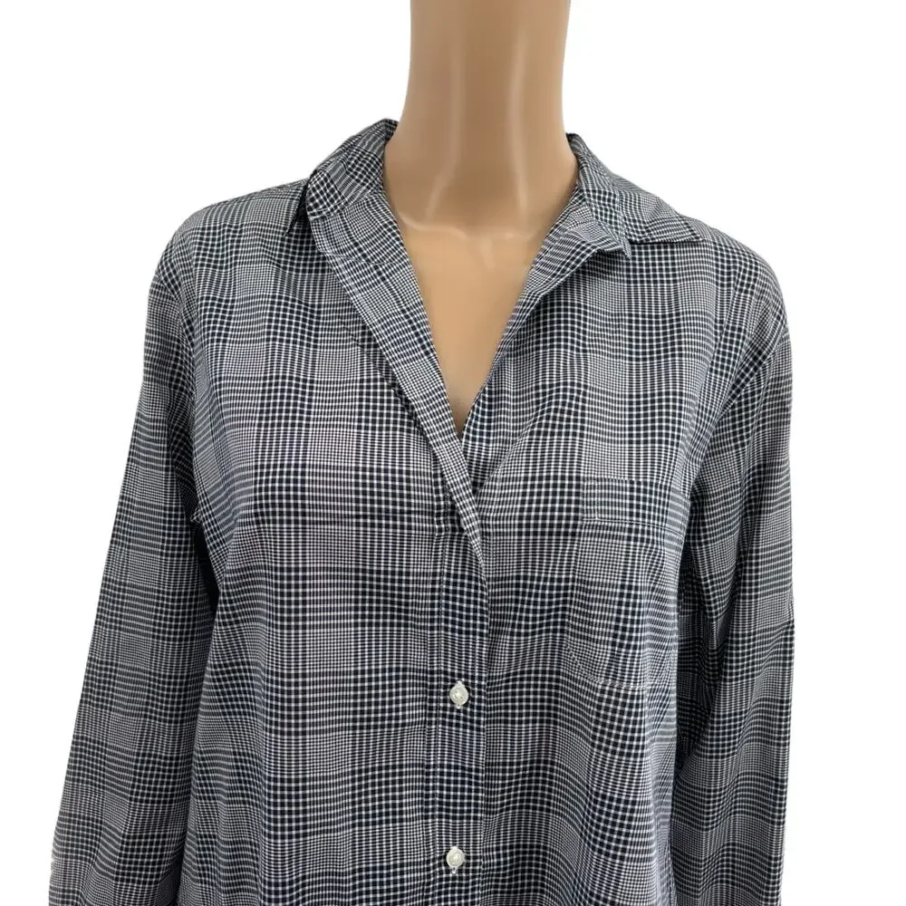 Grayson Blue Gray Plaid The Hero Cotton Button Down Top